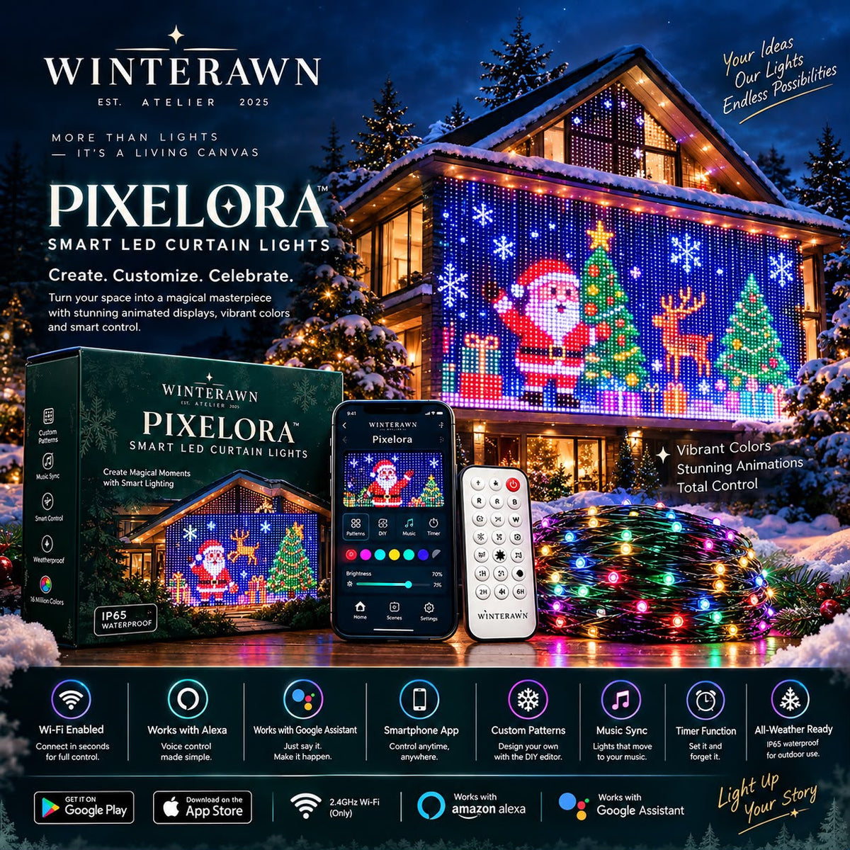 Winterawn Pixelora™ Smart Projecting Curtain Light.