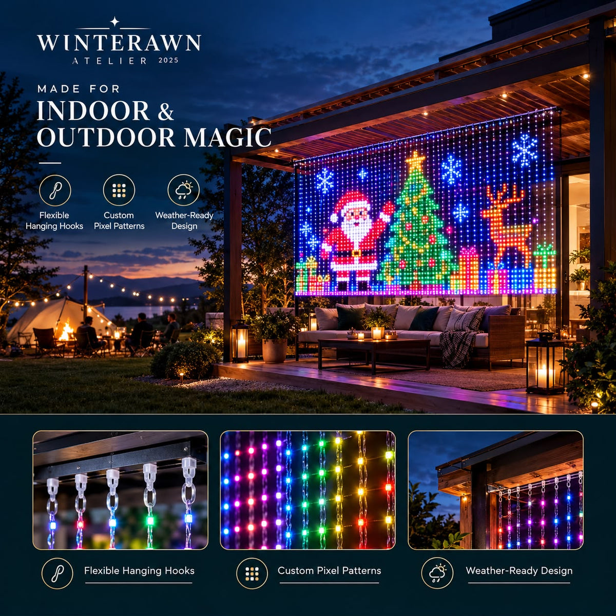 Winterawn Pixelora™ Smart Projecting Curtain Light.